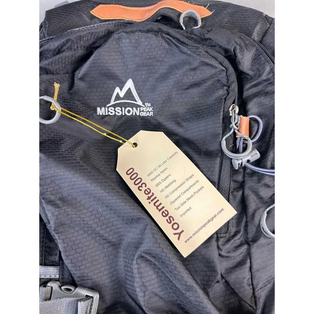 Mission Peak Gear Yosemite 3000 Backpack 50L Black Ripstop Nylon Hiking Bag NEW